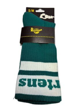 Dr. Martens Teal green & White Crew Socks with Logo Band organic S/M new